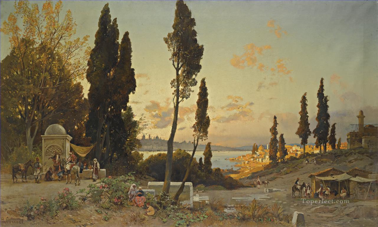 Vista sul bosforo costantinopoli Hermann David Salomon Corrodi paisaje orientalista Pintura al óleo